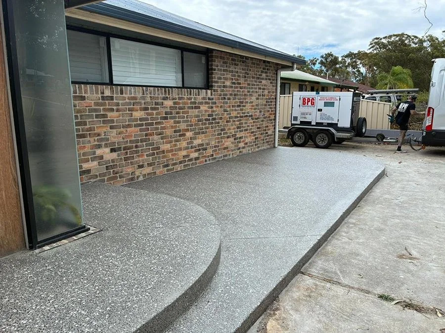 Honed concrete patio floor in Newcastle NSW