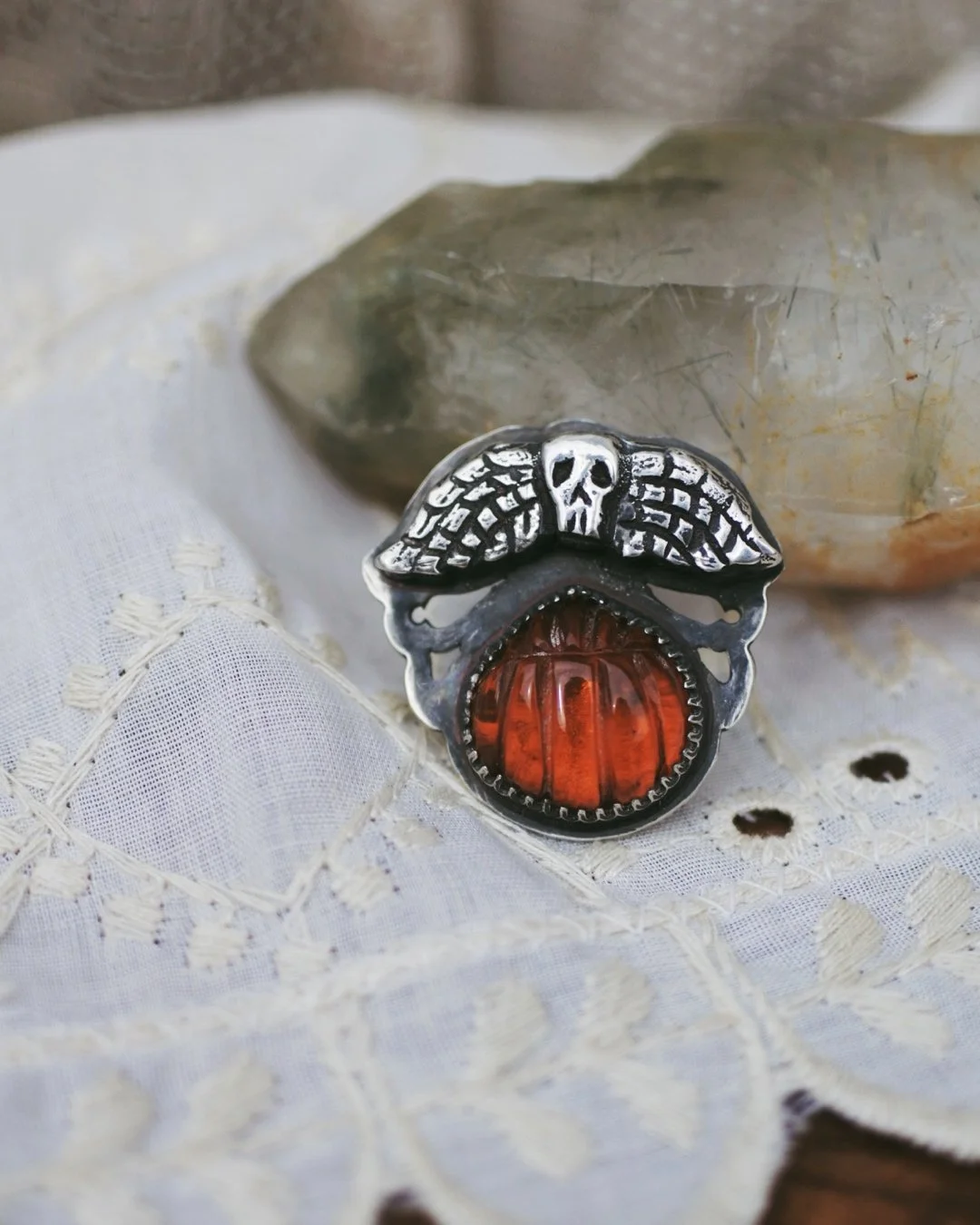 Momento Mori Pendant- Amber Pumpkin