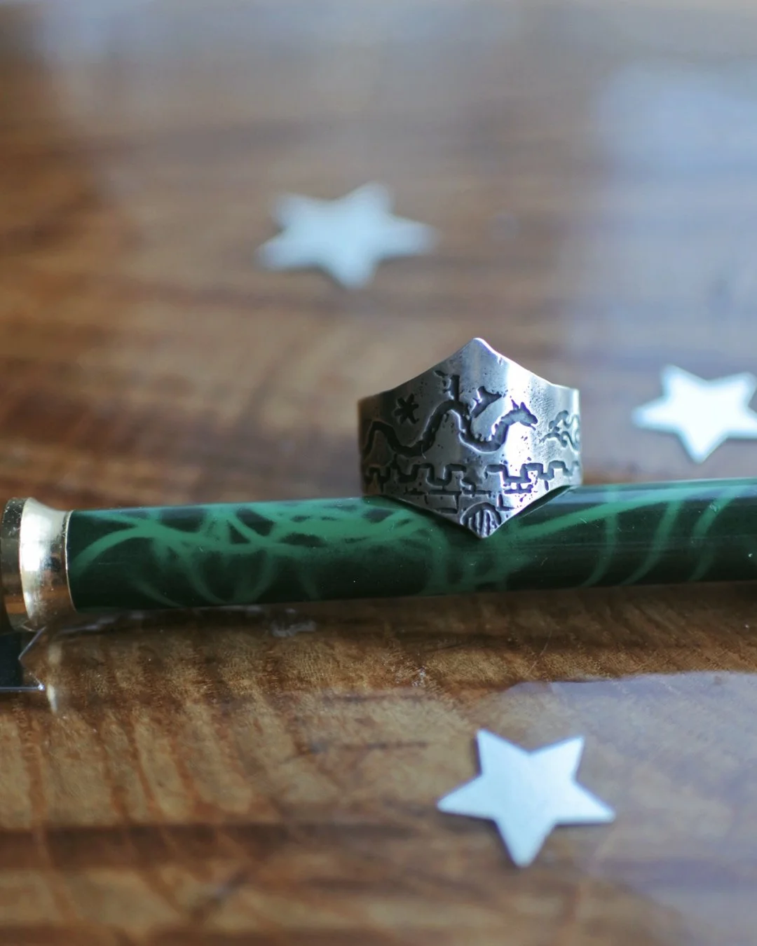 Dragon Fortress Etched Band- Size 4