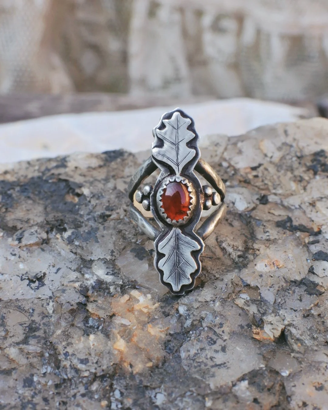 Hessonite & Oak Guardian Ring
