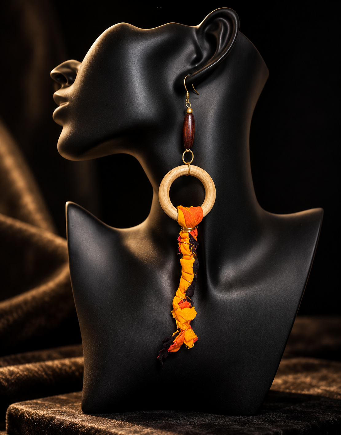 Orange Firewood Earrings