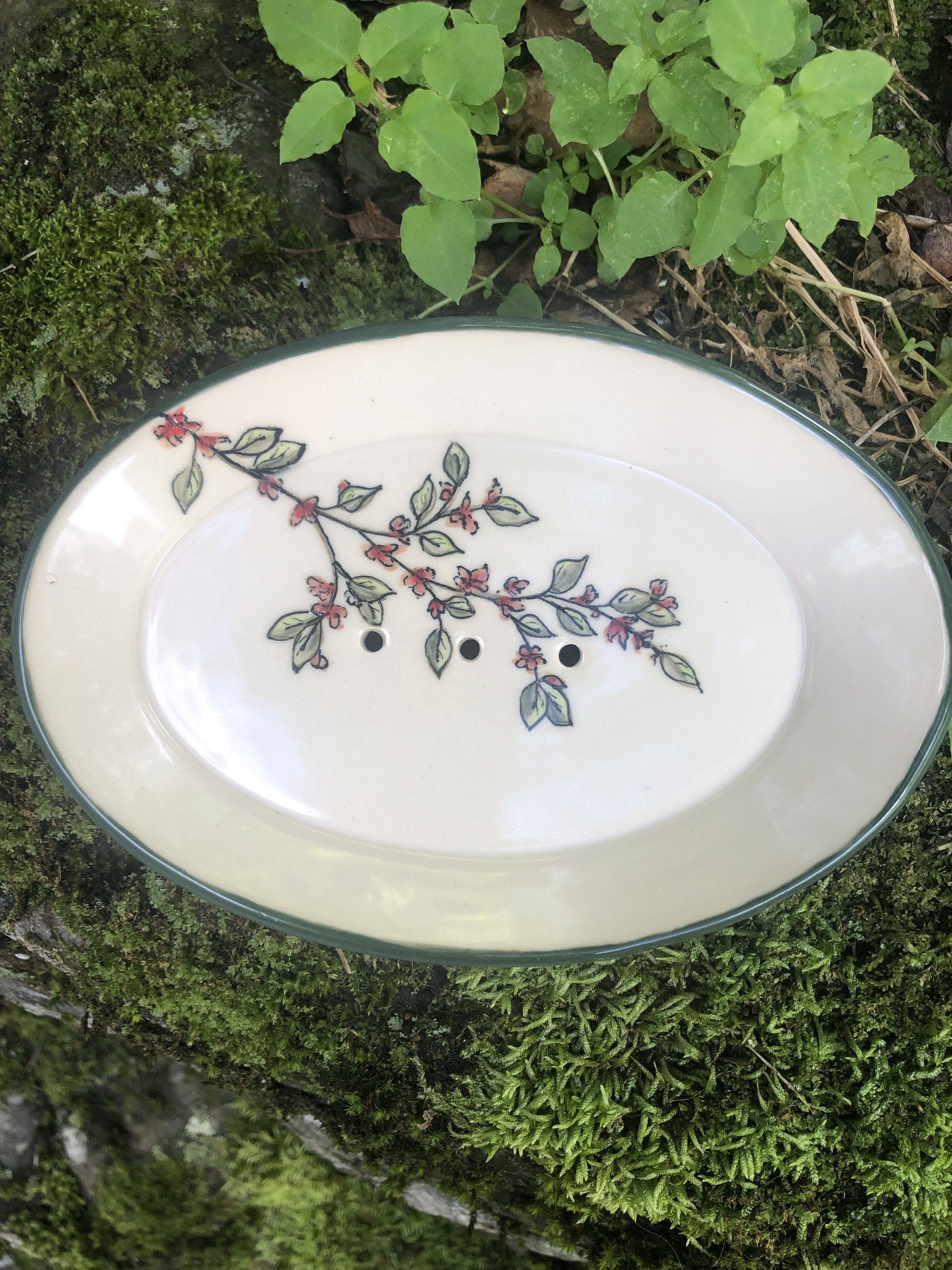 Hand-painted Oval Soap Dish $25