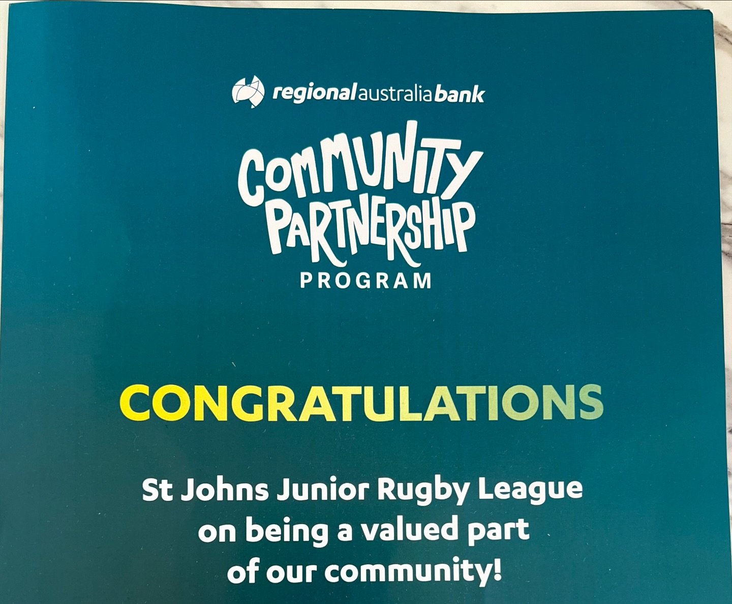 Huge Thank You to Regional Australia Bank! 🌟

St John&rsquo;s Junior Rugby League Football Club is incredibly grateful to be part of Regional Australia Bank&rsquo;s Community Partnership Program! Thanks to this amazing support, we received this year