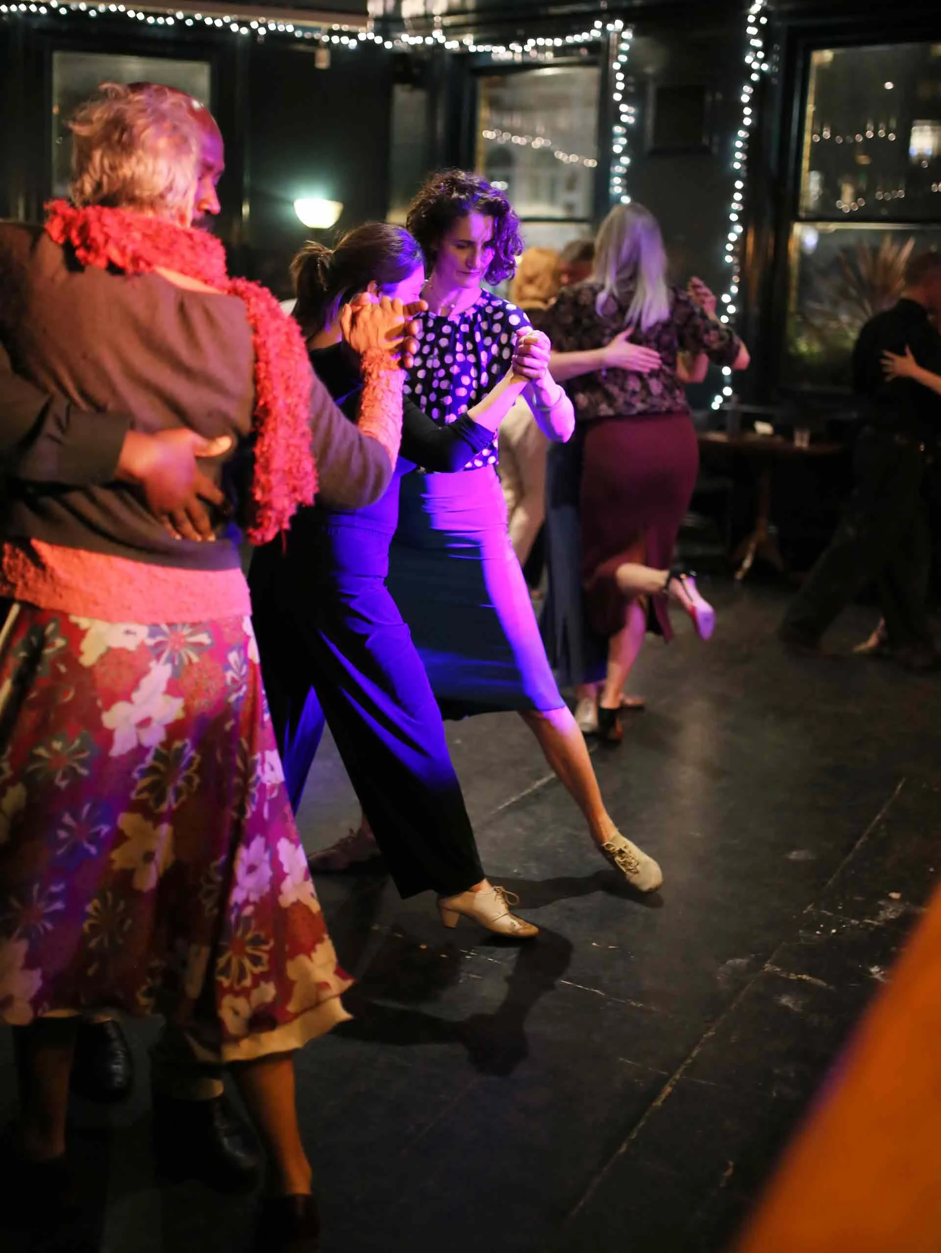 Kamlesh and Fiona Dancing in Tango 178 London Tango Classes in The New Cross House Pub