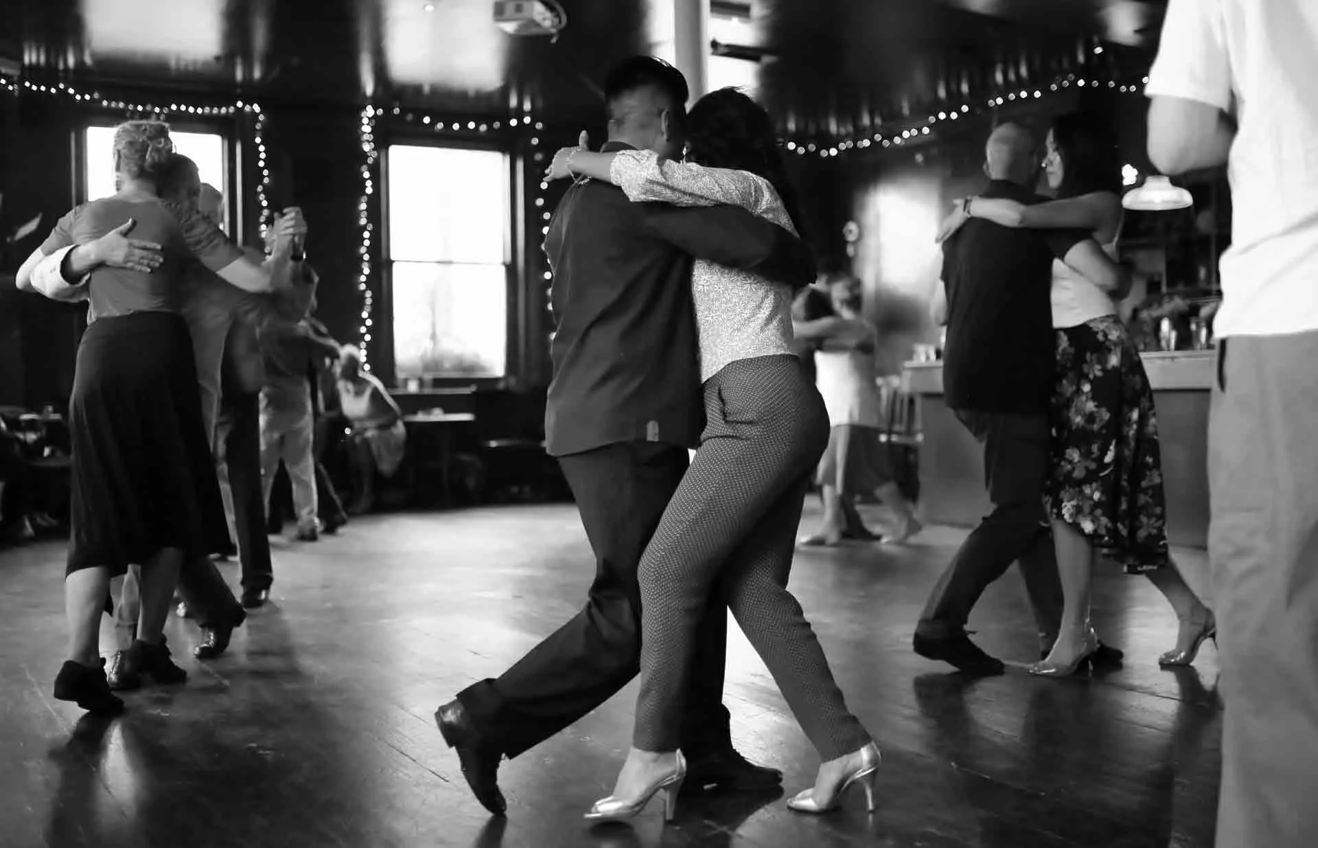 Natalia Hills and Rojer Zalazar  dancing in Tango 178 Sunday classes in the New Cross House London 