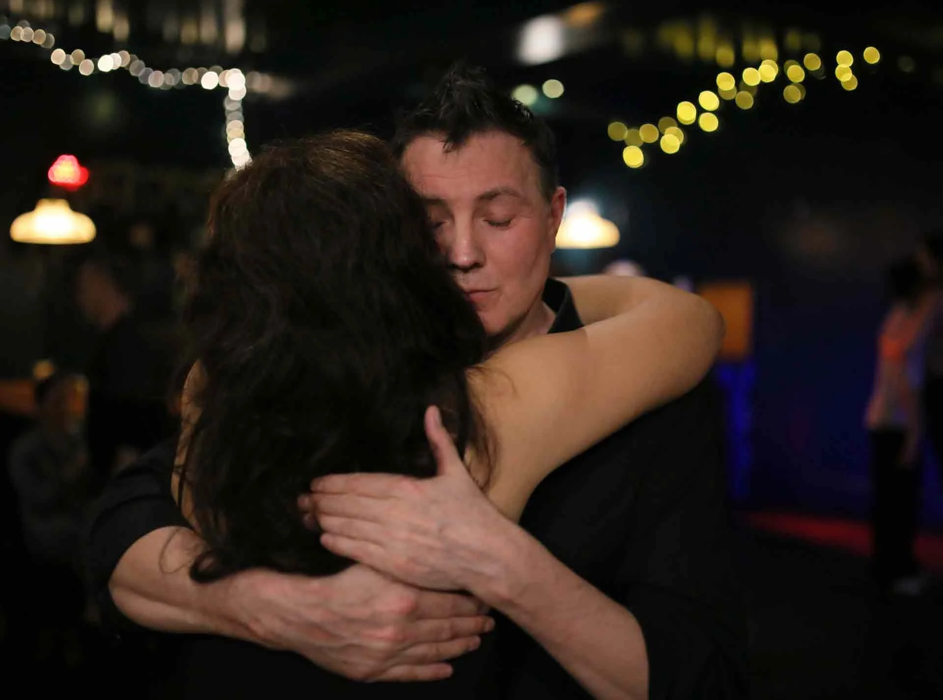 Bianca and Mark embrace after a great dance @ Tango 178 London Tango Classes @ The New Cross House, a dance night running every Sunday in South London