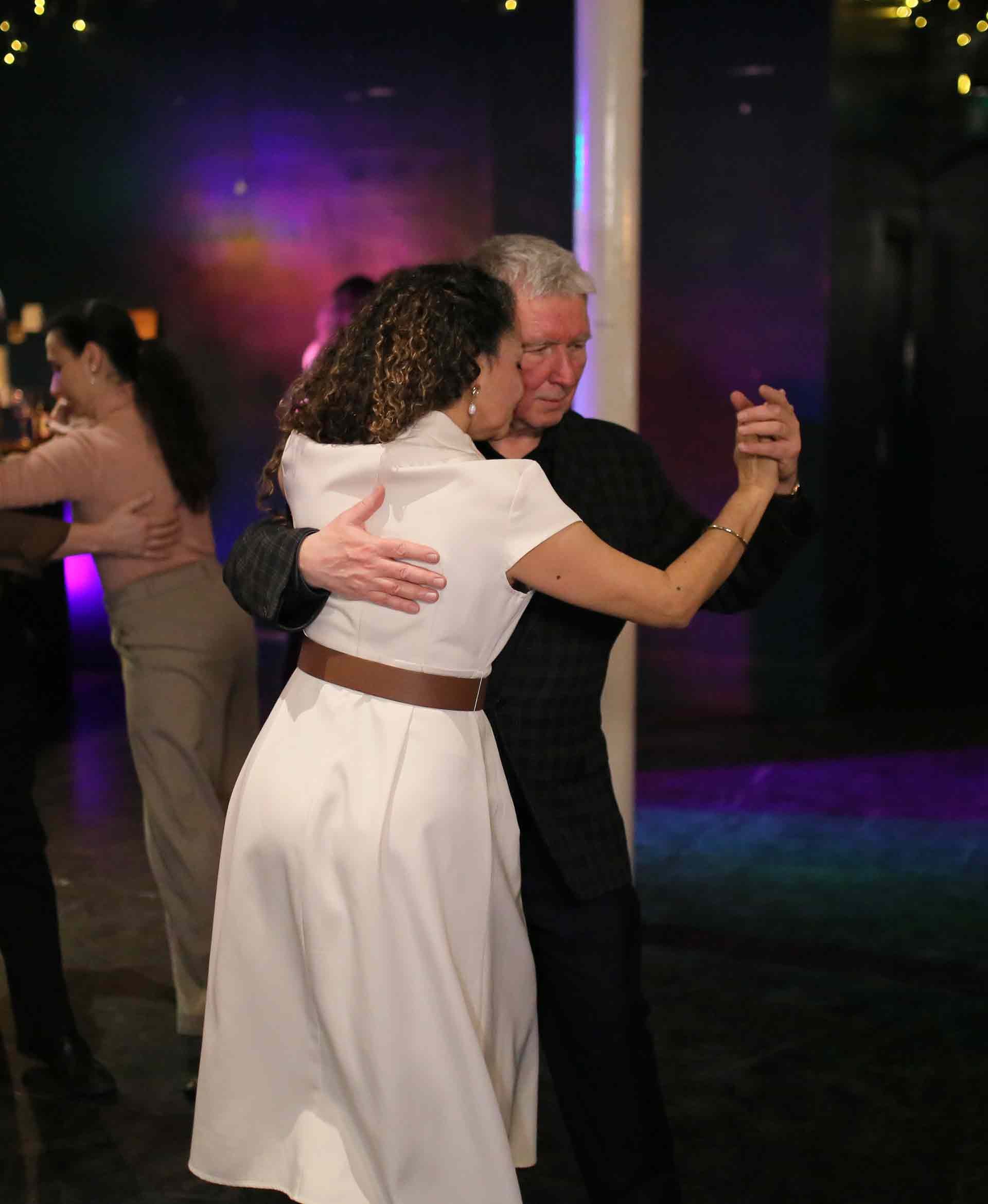 Chris and Jamile dancing on the evening when Juan Martin Cararra and Stefania Colina performing at Tango 178 London Tango Classes  
