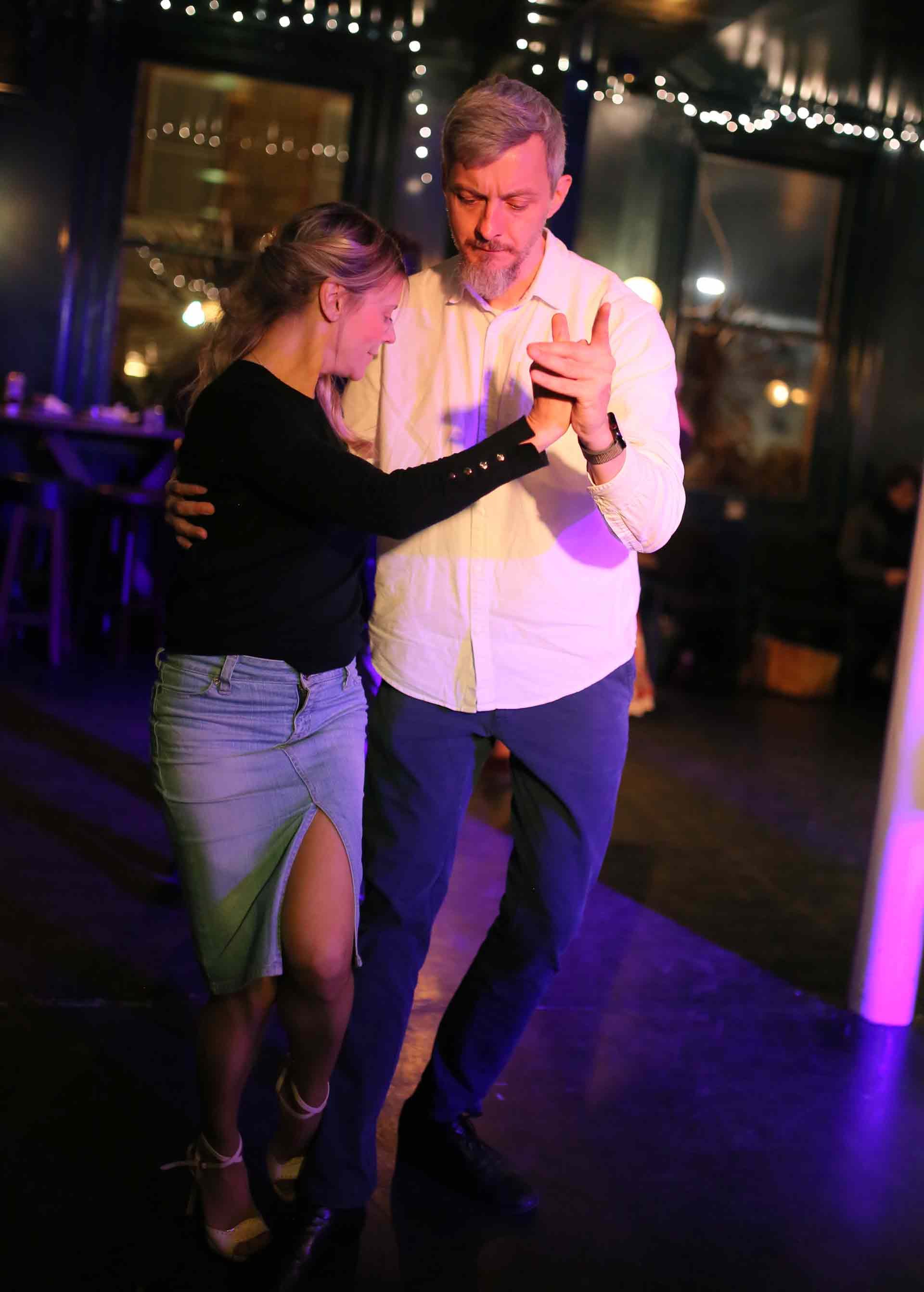 Maciej and Elinor Dancing in Tango 178 London Tango Classes in The New Cross House Pub