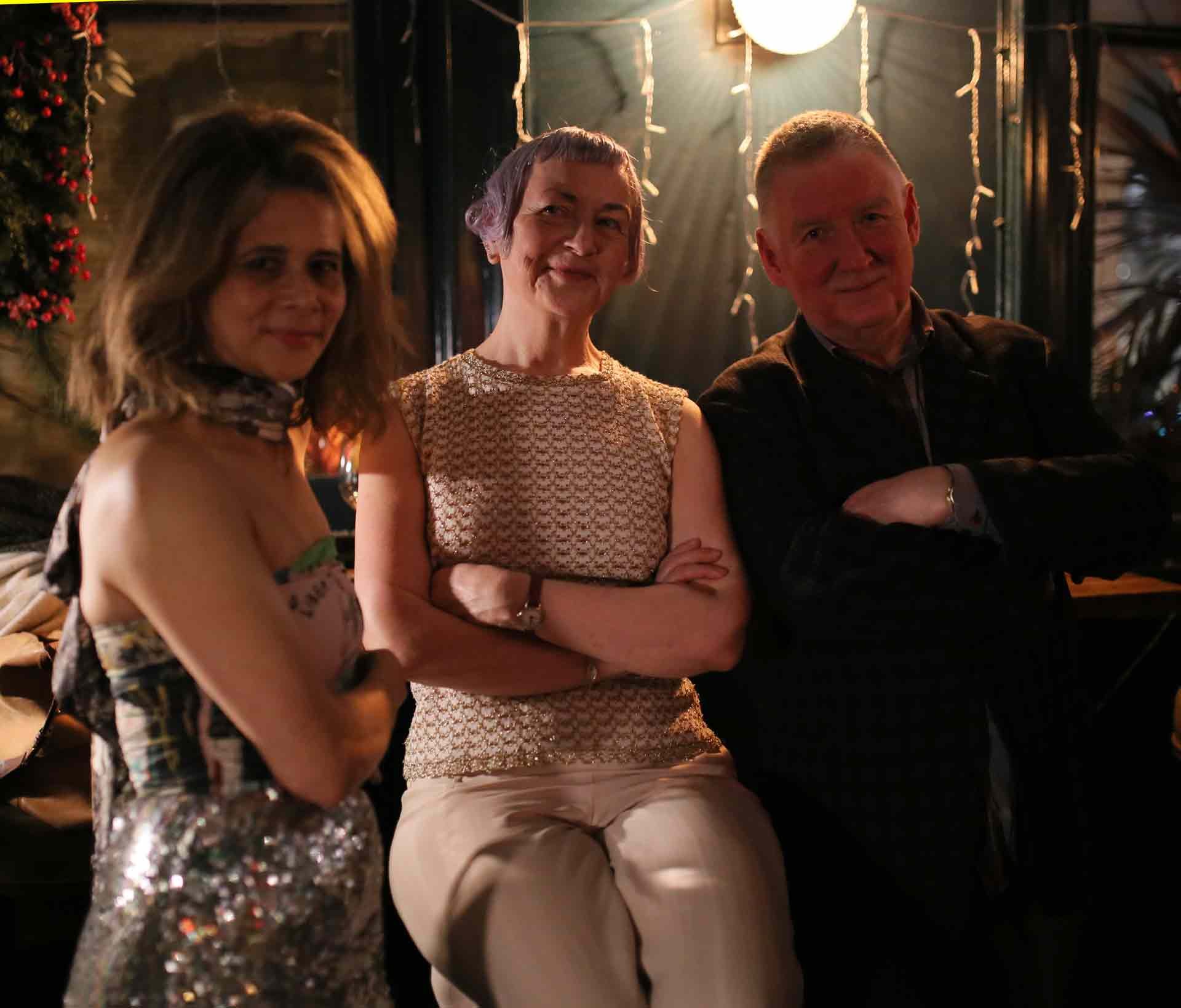 Evie, Kate and Chris at the Tango 178 All Out Sparkle Christmas Party in New Cross House On Sunday 21st December. 