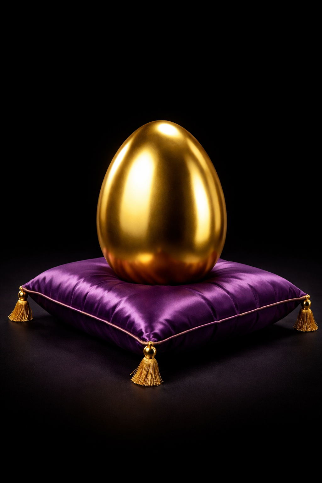Golden egg on purple satin pillow.png