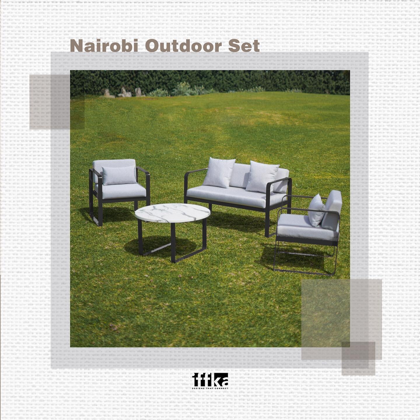 With the continuous strive to provide the most comfortable outdoor set, IFFKA presents you with the &quot;Nairobi&quot; Outdoor Set.

IFFKA, thinking of your comfort.

.بسبب اهتمامنا المستمر براحتكم بالقعدات الخارجية، بتقدملكم إيفكا طقم &quot;نيروبي&