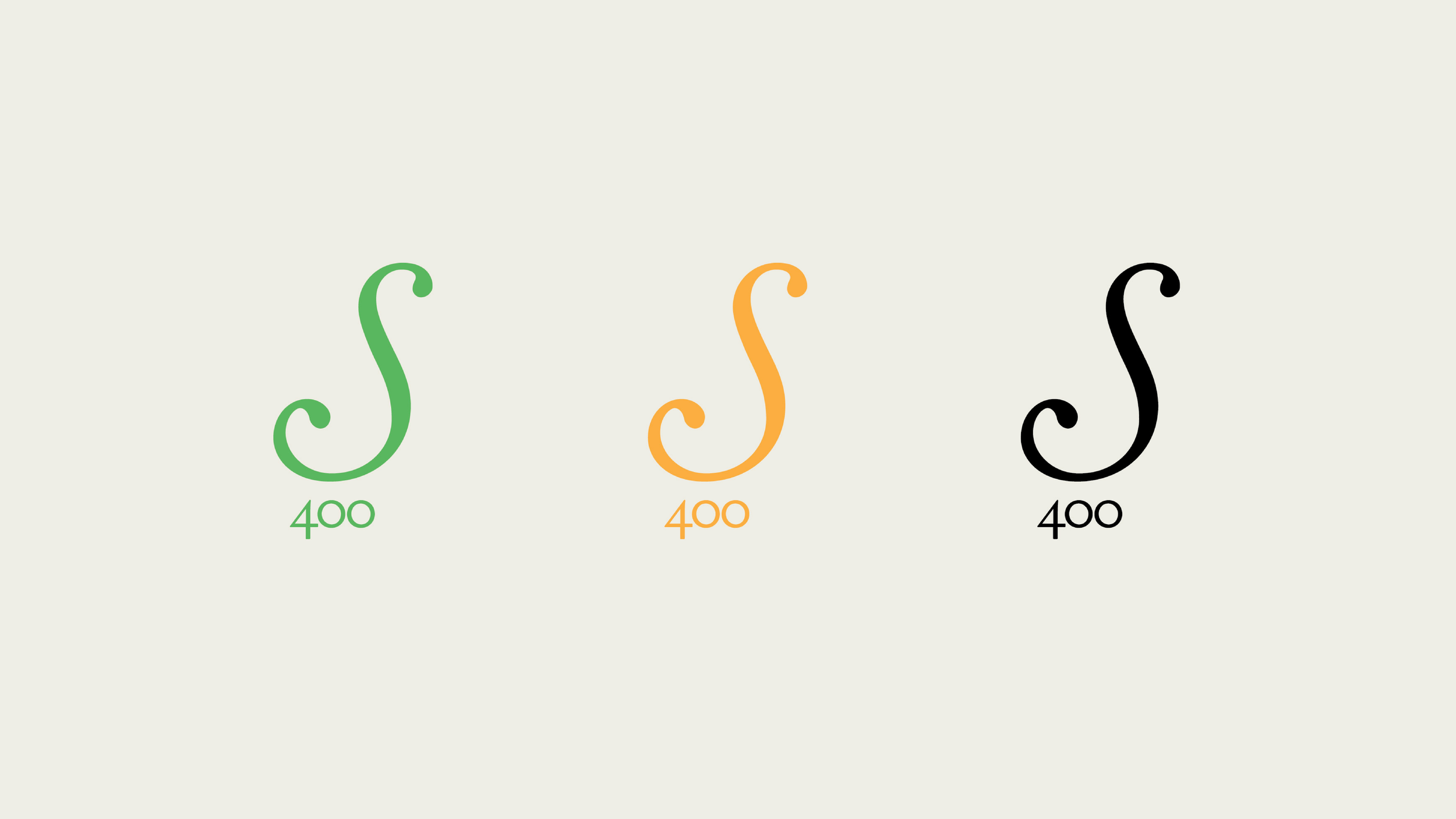 Shakespeare 400 typographic logo shown in green, yellow and black using the Adobe Caslon font. An elegant brand identity to showcase the rich contribution Shakespeare made to the English language.