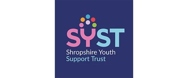 Logo of Shropshire Youth Support Trust featuring colorful dots above the acronym 'SYST' and the organization name below.