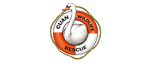 A circular logo featuring a swan with the words 'Cuan Wildlife Rescue' inside the circle.