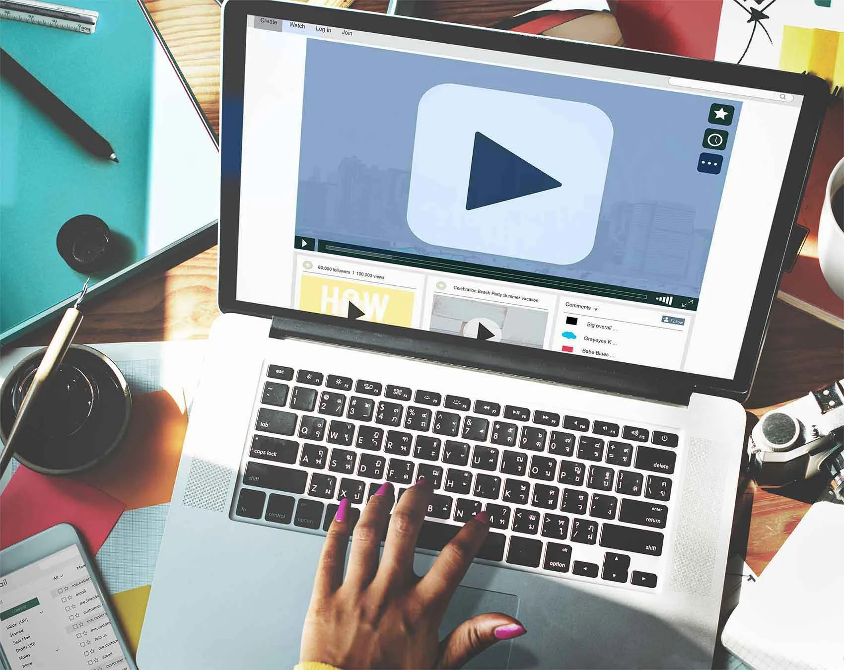 image of a video player on a laptop