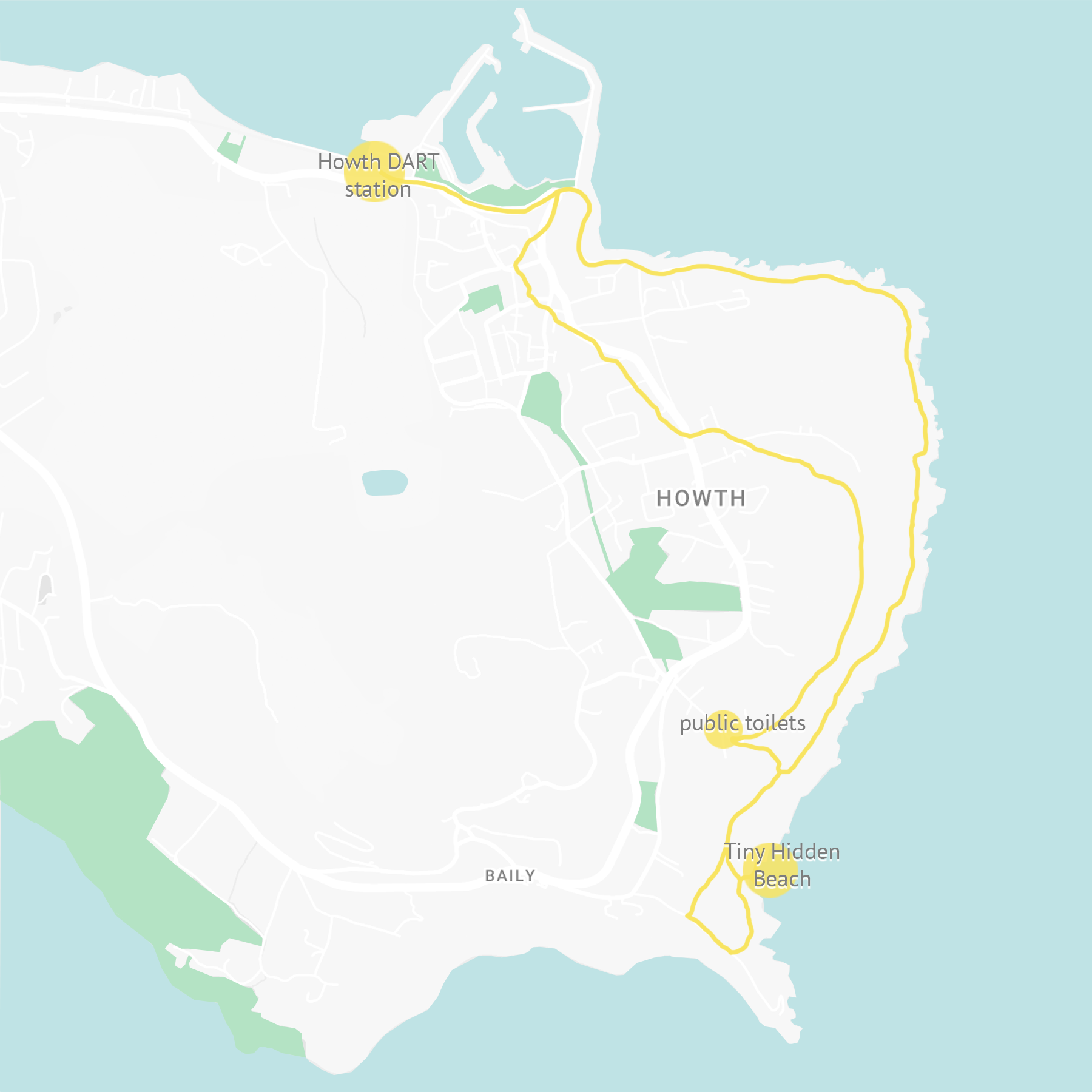 Howth Cliff Walk how to get there, distance, time and route to the Tiny Hidden Beach — illy
