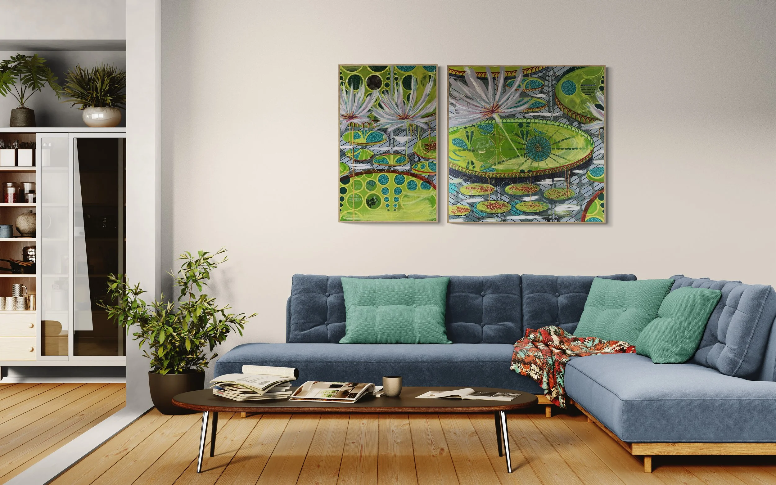 Waterlilies acrylic on canvas 100cm x 62cm 2026 in a room.jpg