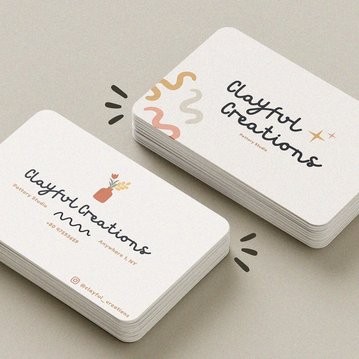 Business cards for Clayful Creations Pottery studio✨
(Disclaimer: illustrations are not mine)

#smallbusiness #pottery #femaleentrepreneur #womenentrepreneurs #femalebizowner #womenbusinessowners #branding #logoinspirations #logochallange #graphicdes