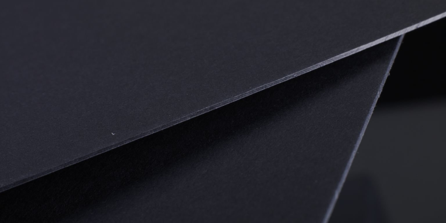 BOWSTON BLACK | Bowston Black is made of black papers and thick cardboard made of 100% recycled fibers. It is used wherever white edges are undesirable during cutting and biging.