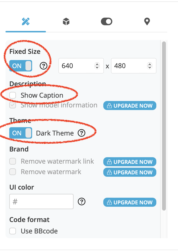 Screenshot of settings in Sketchfab Export options