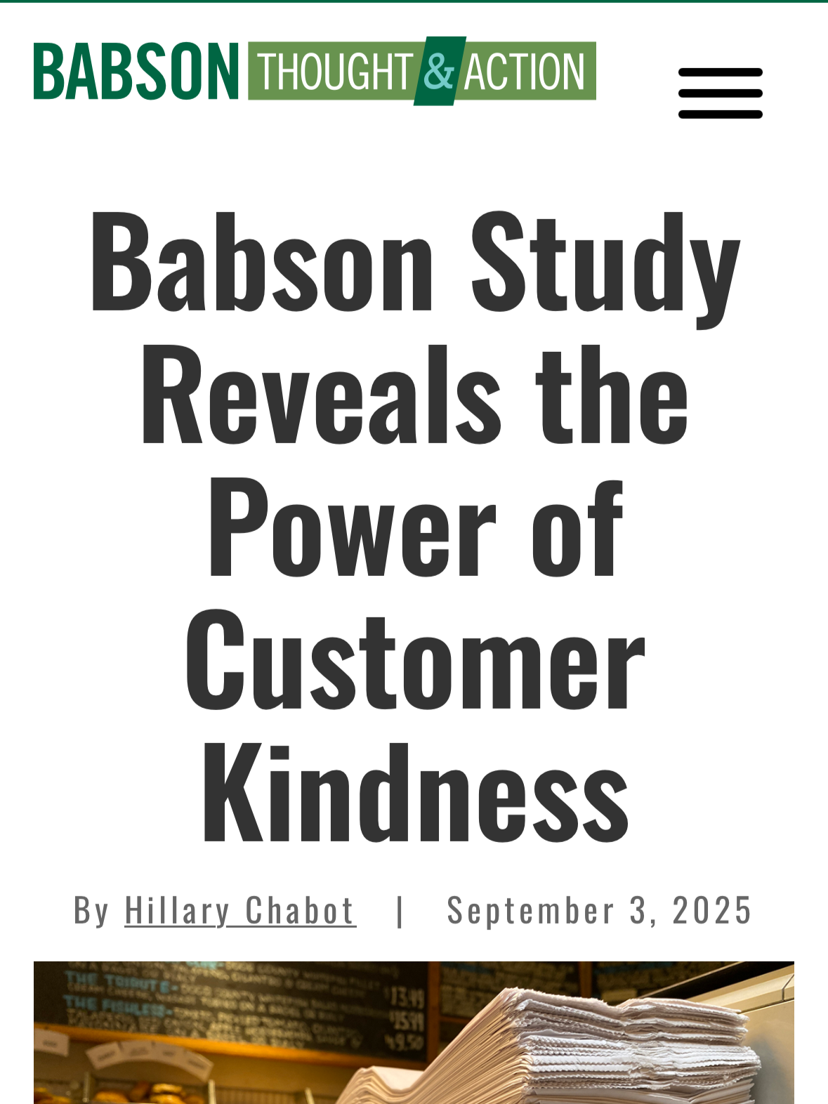 Babson Study Reveals the Power of Customer Kindness
