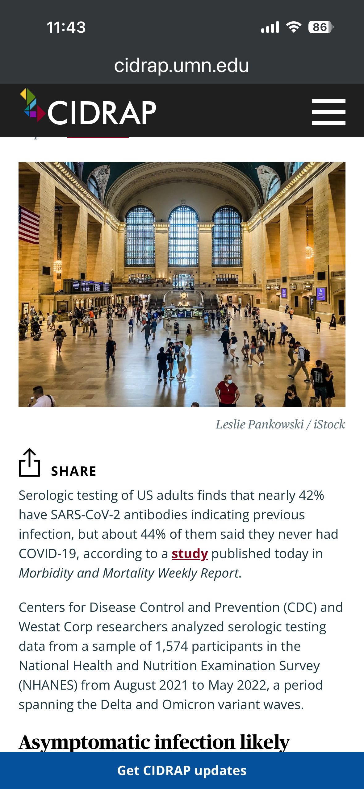 Center for Infectious Disease Research and Policy (CIDRAP), University of Minnesota | December 2, 2022