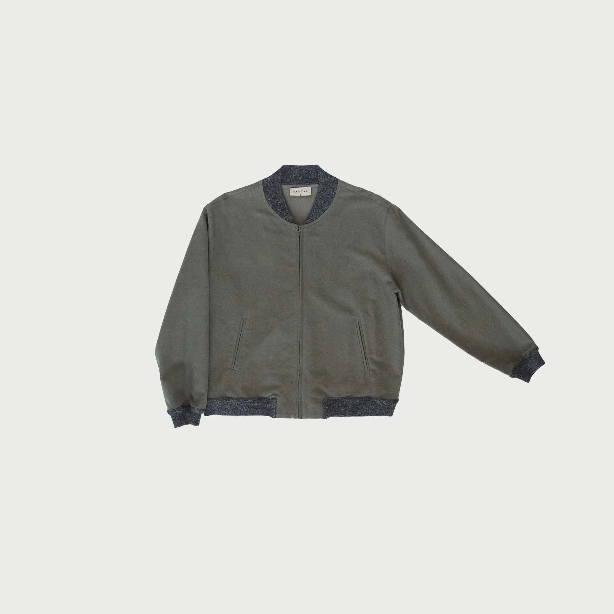 Raggiera / Moleskin Bomber / Greyish Green / Hand-painted
