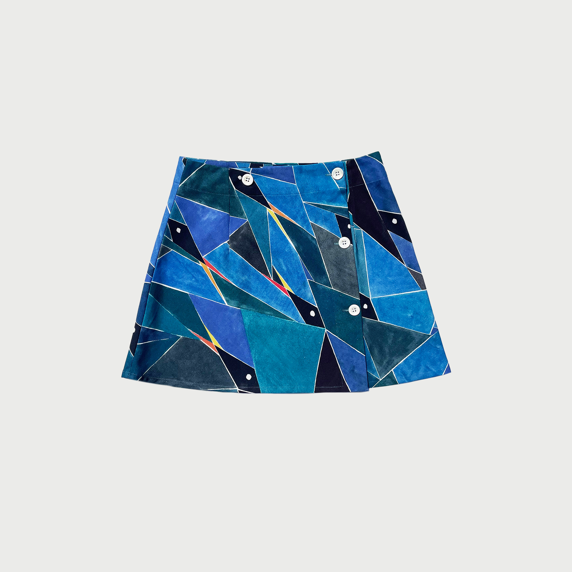 Fish Blue / Mini-skirt / Printed