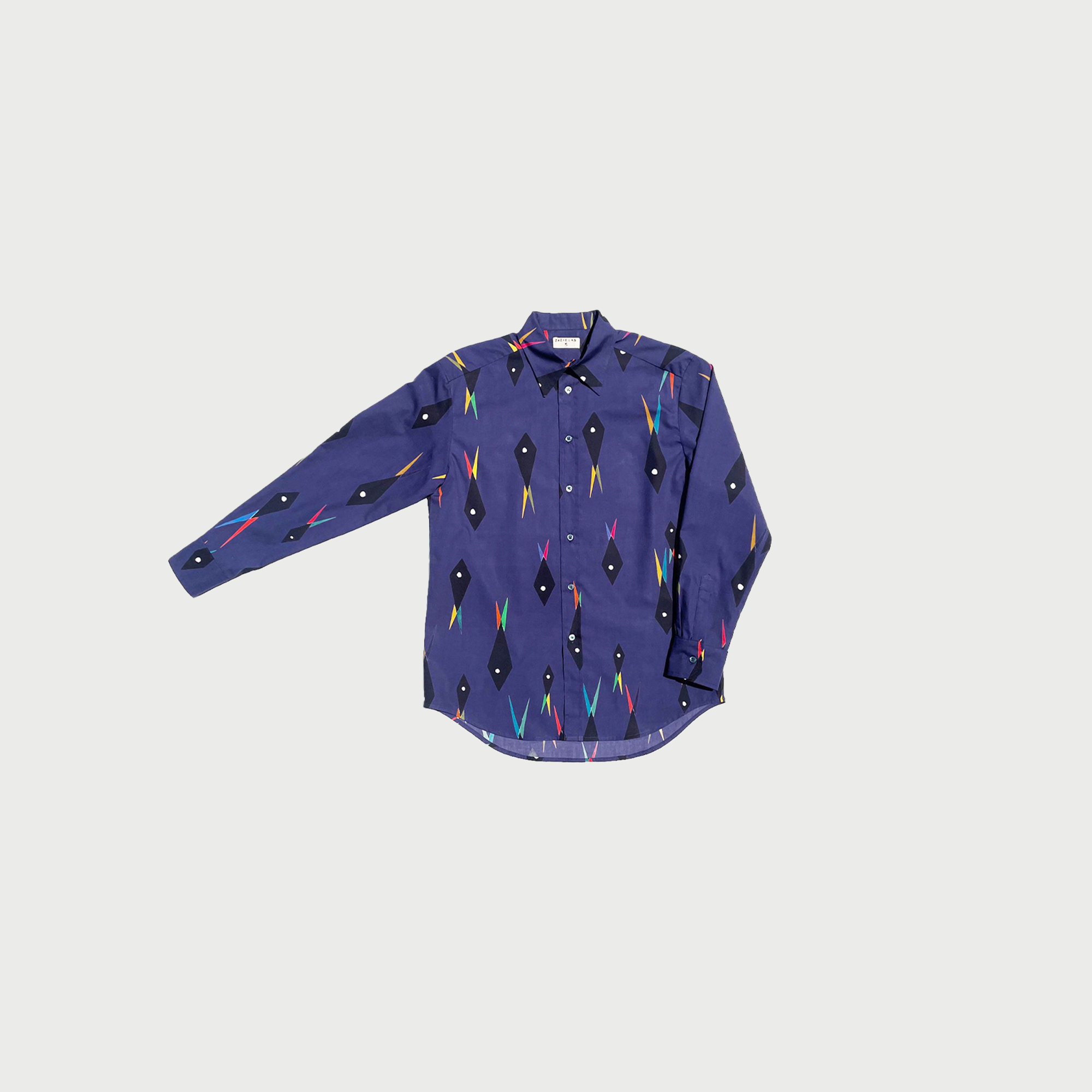 Fish Deep Blue / Printed / Poplin cotton shirt