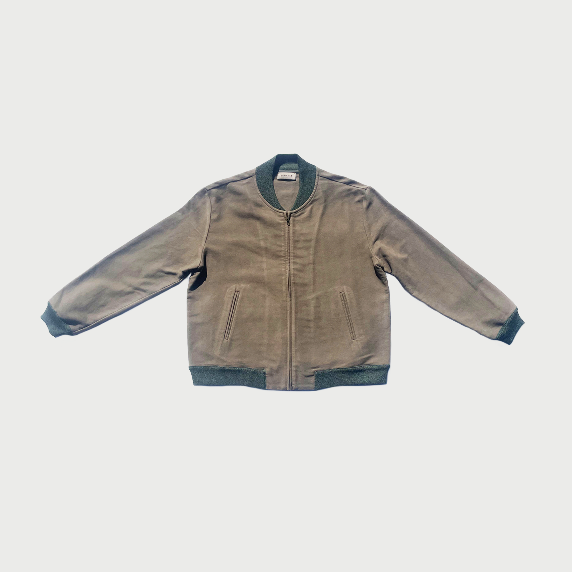 Raggiera / Moleskin Bomber / Brown /Green / Hand-painted