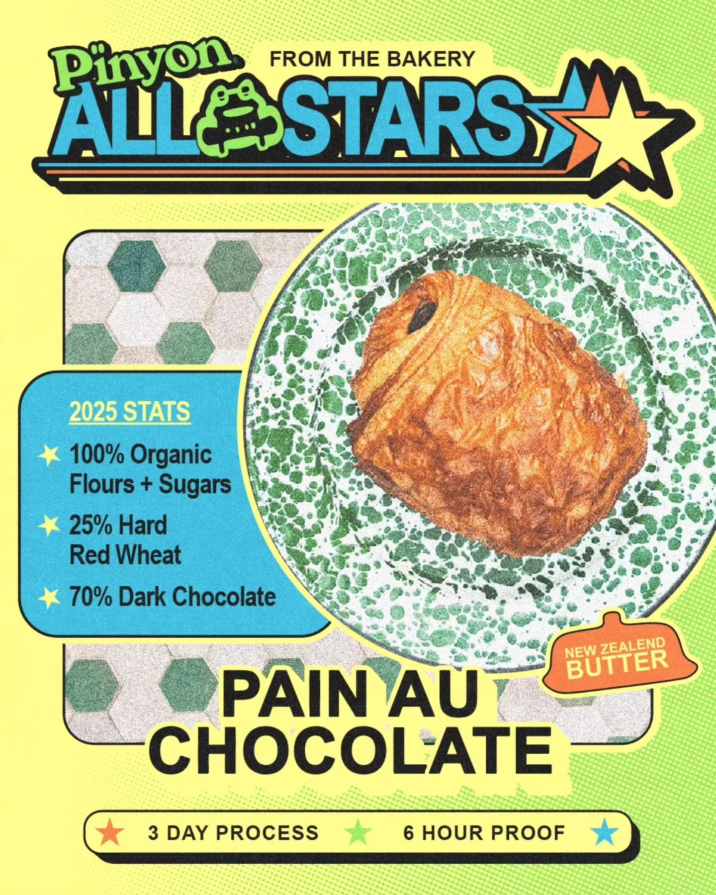 INTRODUCING
PINYON ALL STARS!!!!!!!!!

FIRST UP IS THE ONE THE ONLY THE CLASSIQUE: THE WHOLE GRAIN PAC.

SOME SAY LIFE IS PAIN,
WE SAY LIFE IS PAIN AU CHOCOLATE.

AVAIL AT A PINYON NEAREST YOU.

THX @nosh.graphics FOR THE HEAT &amp; @peaceorientedart