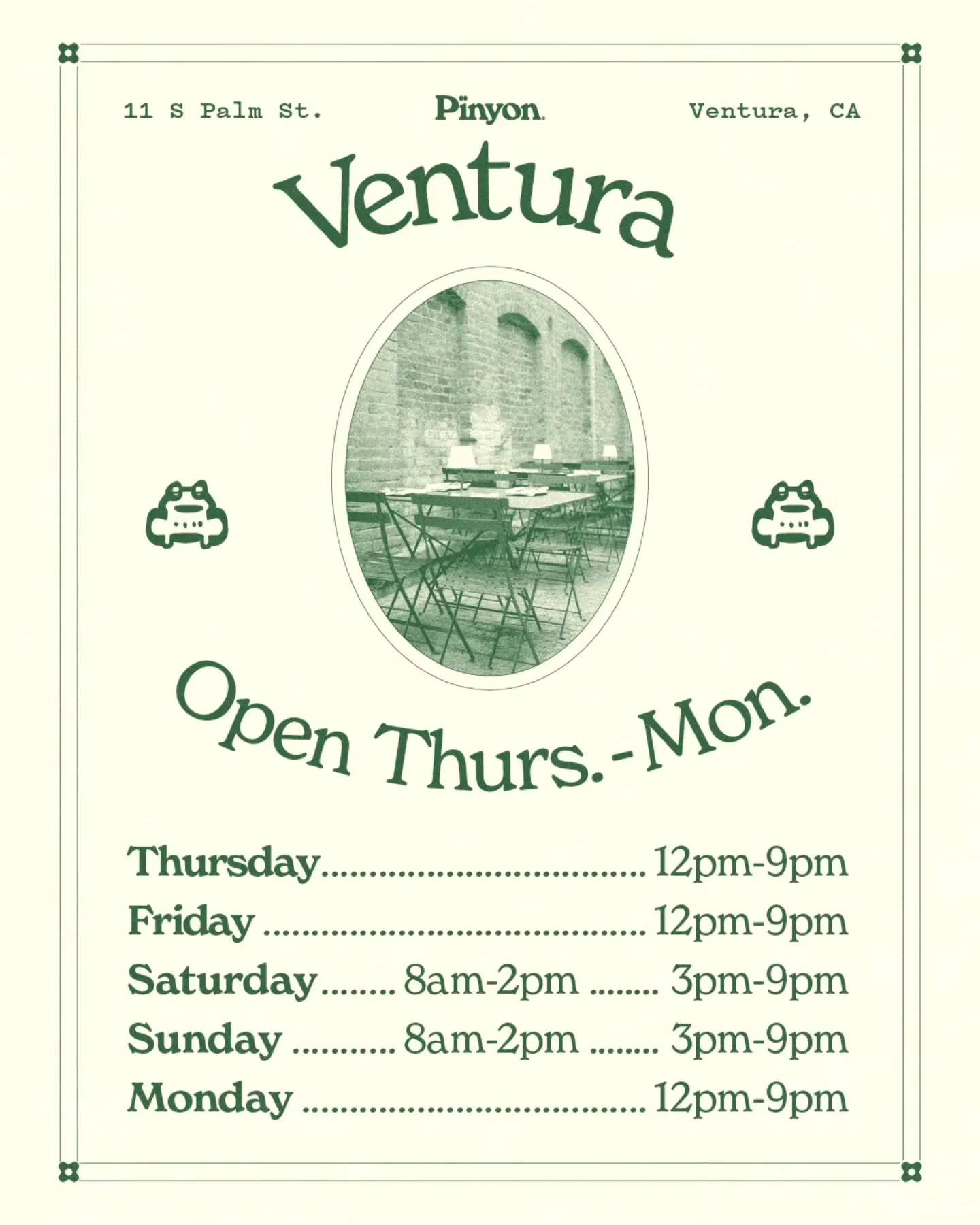 NEW HOURS FOR SPRING/SUMMER. 

That's right we're killing the weekday mornings.

We love the lowkey AM vibes yall but honestly time to lock-in &amp; expand on our busier times. Still opening early on Sat/Sun. Limited pastry/hoag service weekdays 12-3