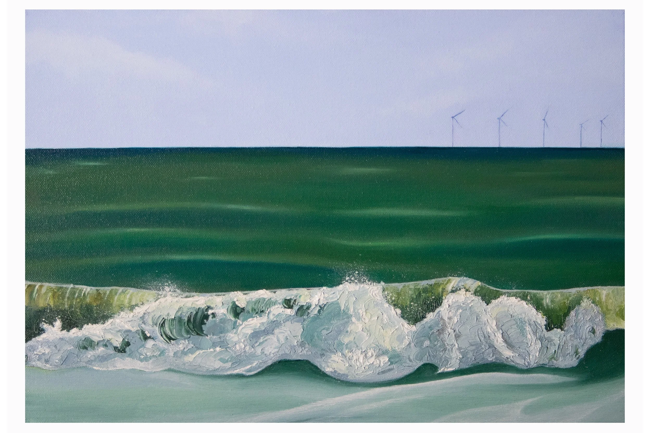 Tumbling waves & watchful wind turbines