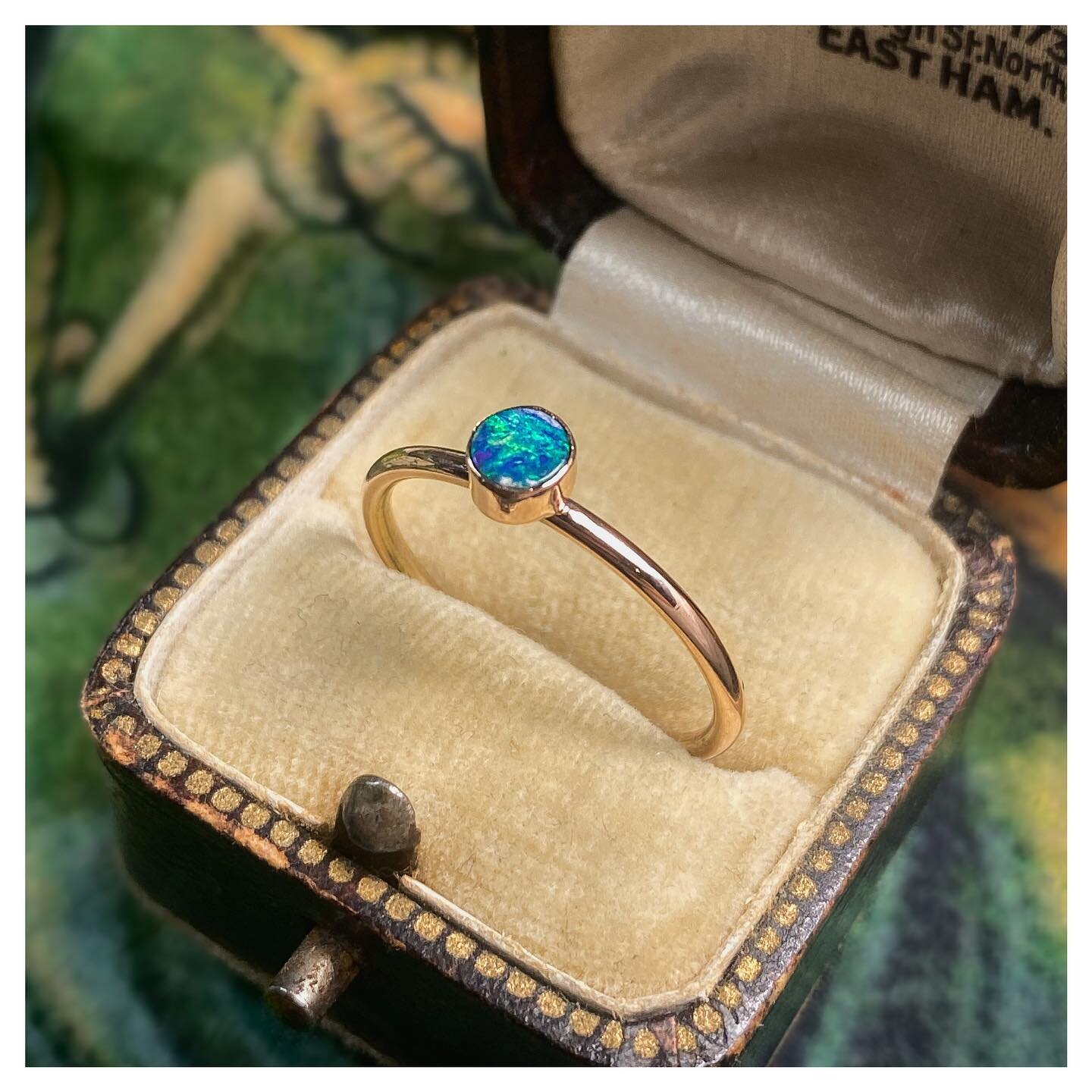 Did you know we offer a gold stacking ring workshop for those of you who aren&rsquo;t silver wearers? This delicious 14ct rose gold and Australian Opal doublet ring was made in our Gold ring workshop (along with another hammered ring not pictured.) 
