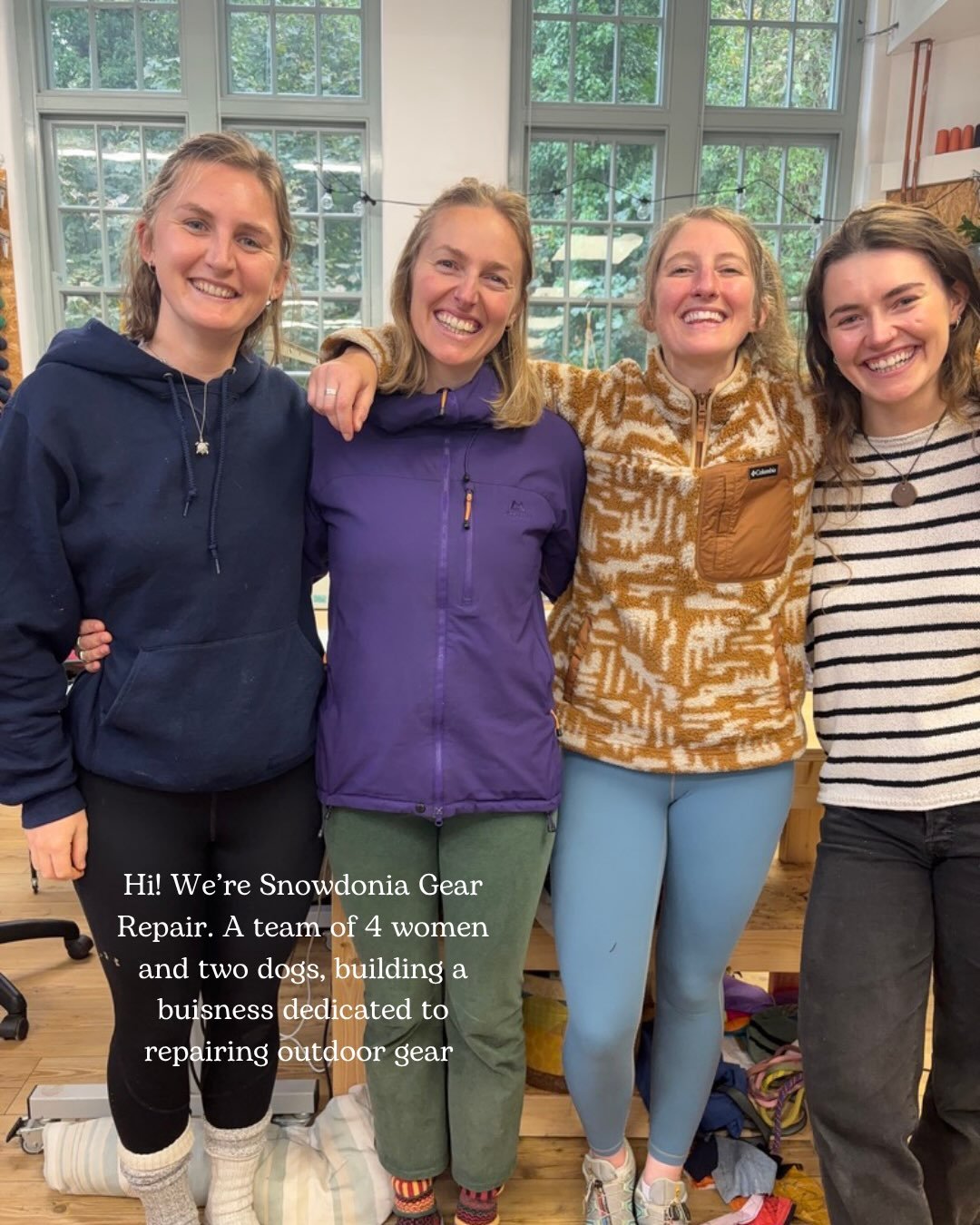 Welcome 👋

We&rsquo;ve had a few new followers recently so I thought it might be time for a little re-intro 

This is us, 4 gals and 2 dogs. Fixing gear, drinking lots of tea and praying for high pressure weather 🙏🌞

#outdoorgearrepair #outdoorgea