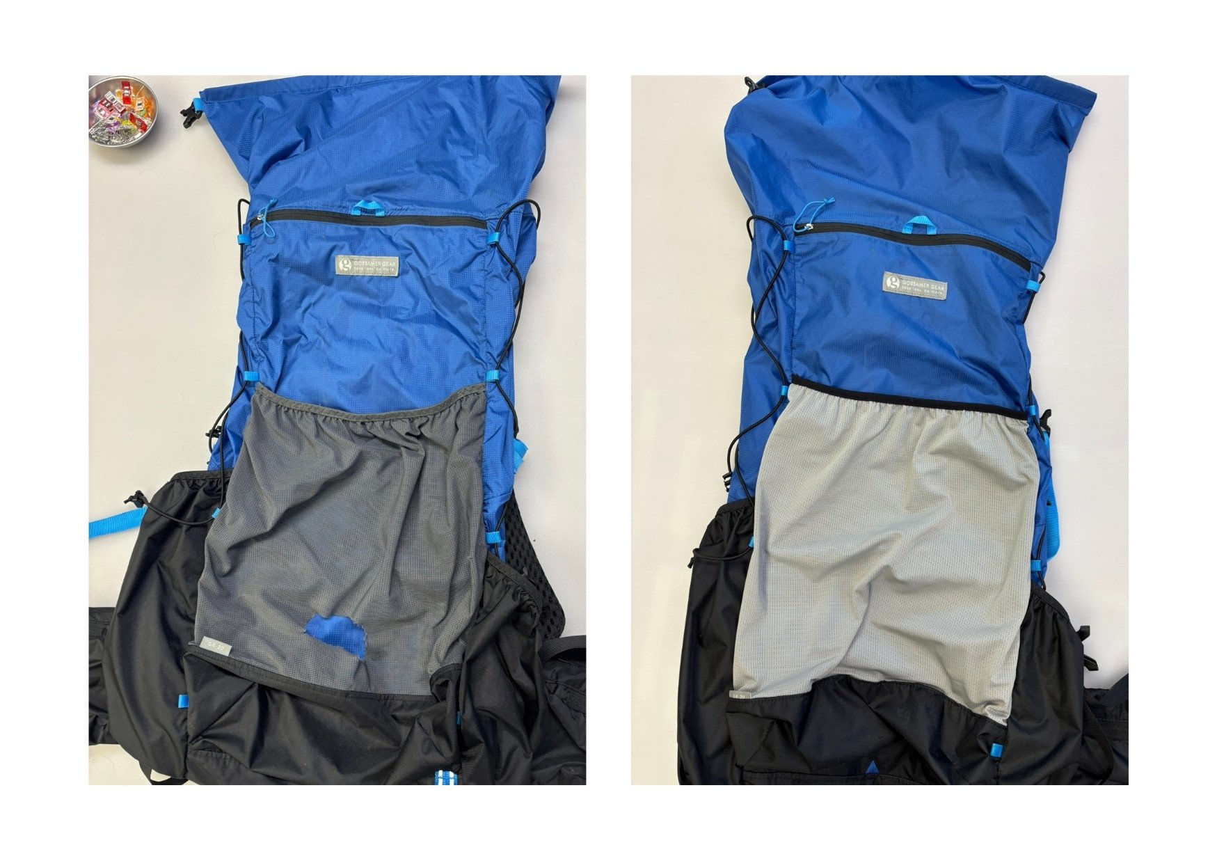 mesh pocket replacement on ultralight backpack