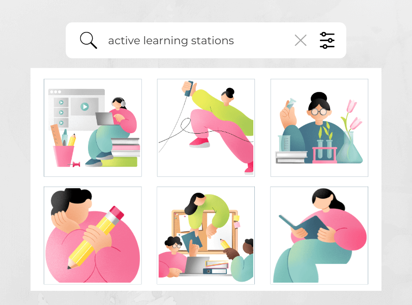 a browser window with people doing different activities