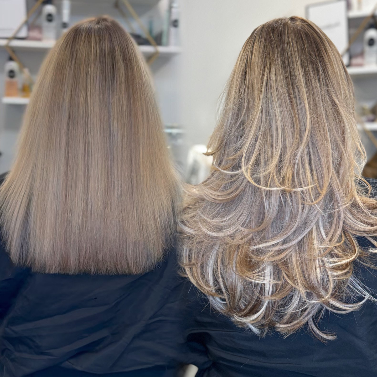 Professional Great Lengths Platinum Salon creating natural-looking human hair extensions with blended length and fullness in South Florida