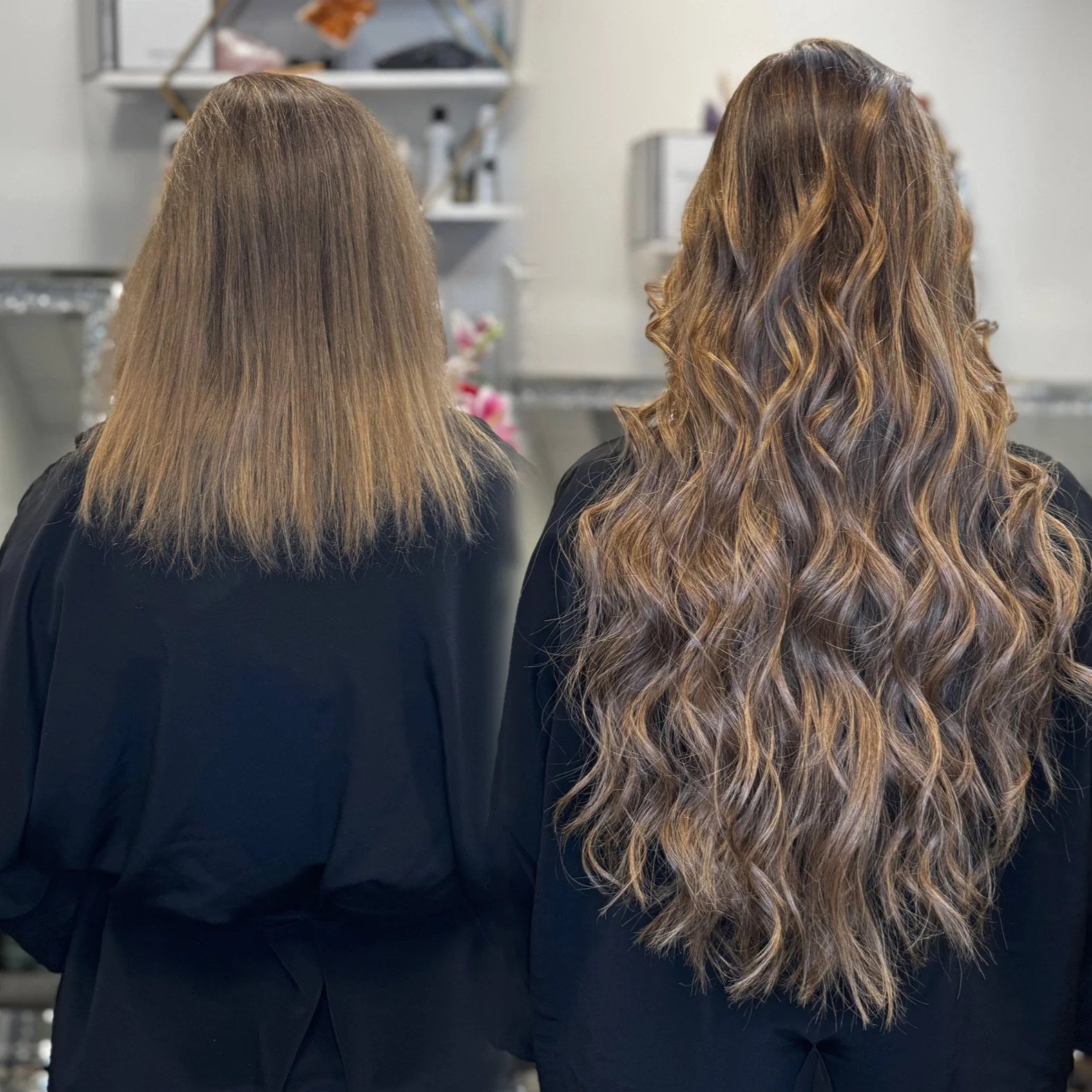 Luxury Great Lengths human hair extensions creating long, natural-looking volume by a Platinum Salon in South Florida