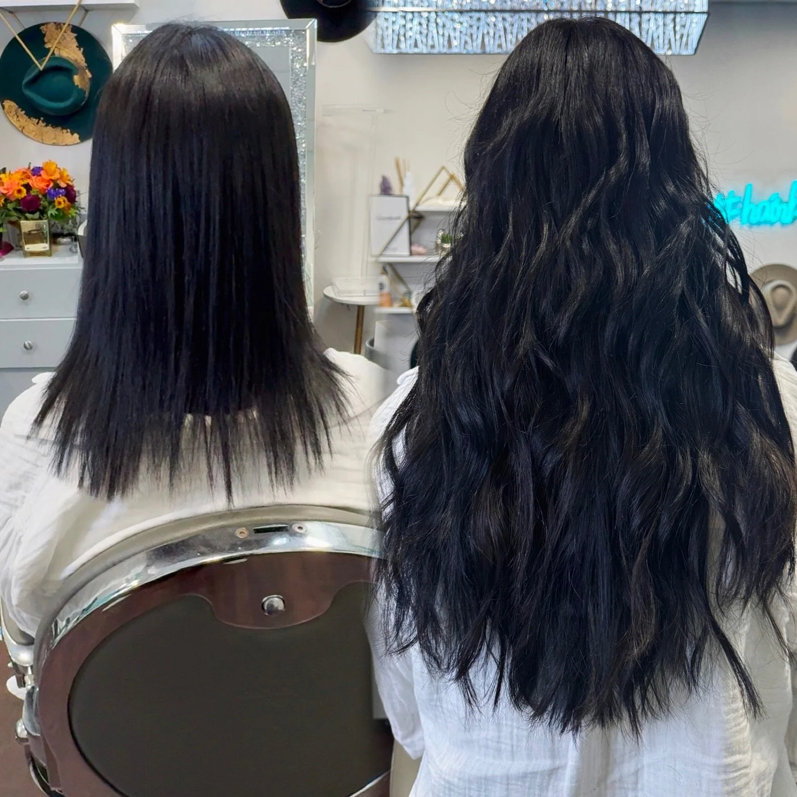 Luxury Great Lengths human hair extensions adding natural length and fullness by a Platinum Salon in South Florida