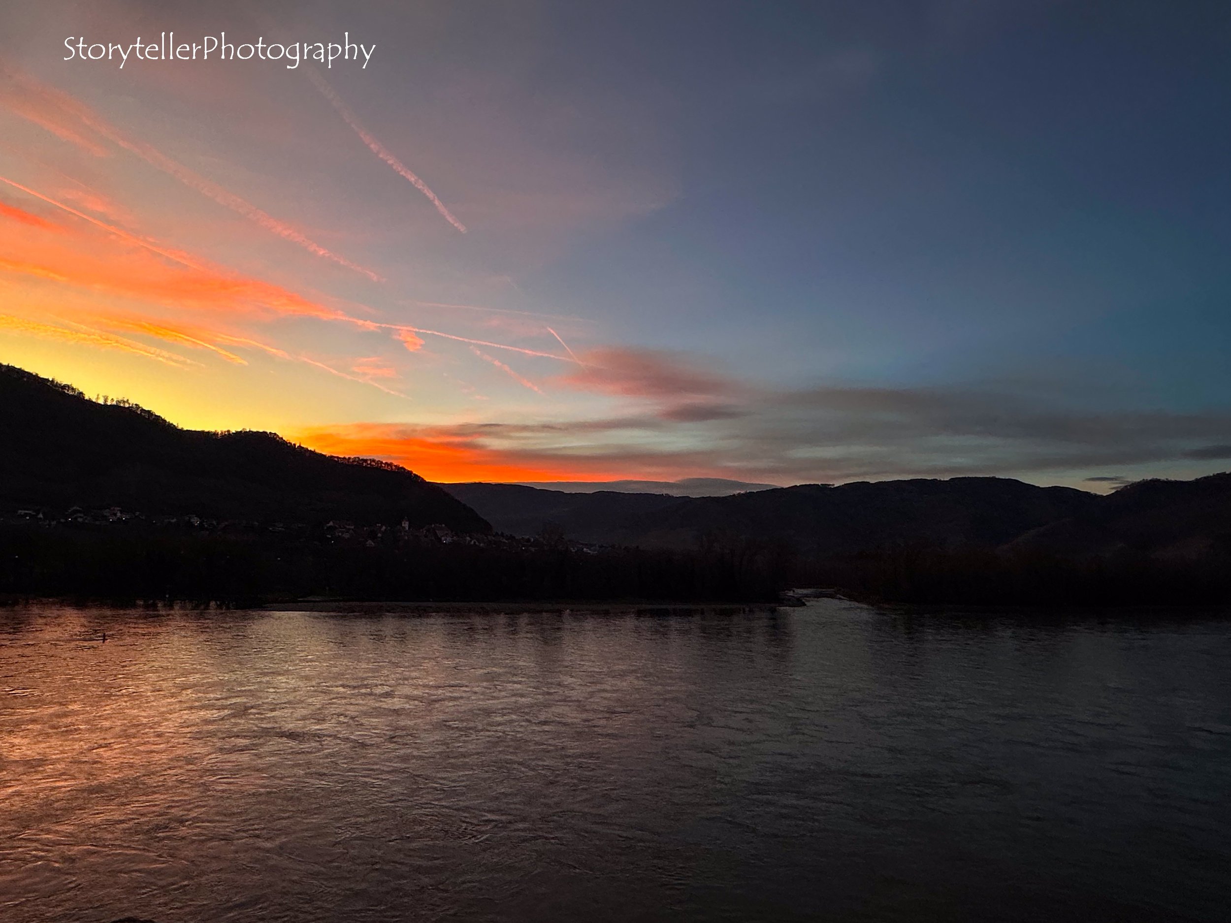 Sunset over the Danube River