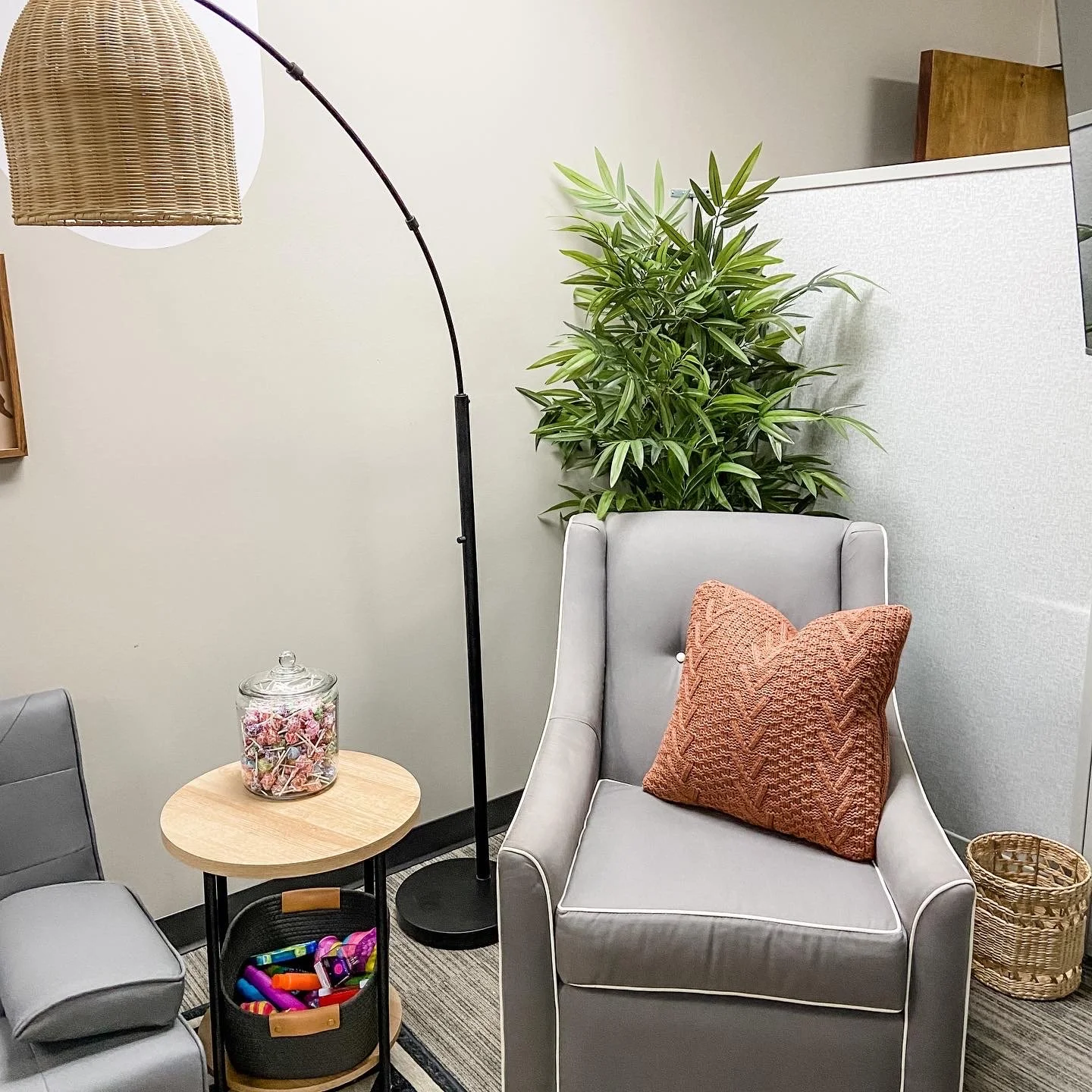 We try to include a glider or rocker in every Lily Pad. Children with sensory needs can benefit from just 5 minutes of a rocking motion. It helps their minds to calm and prepare to receive information. 