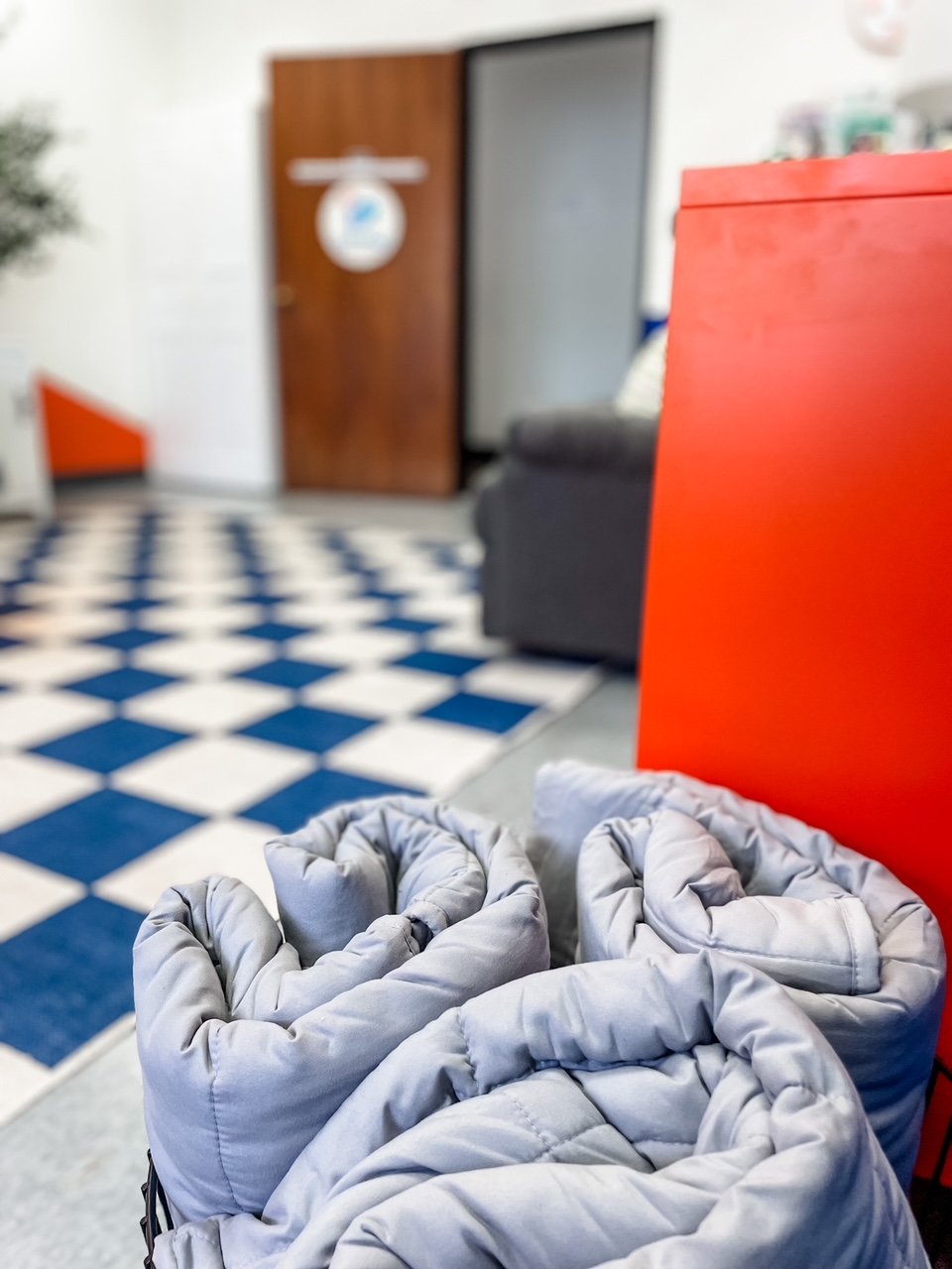 Weighted blankets help calm the nervous system.