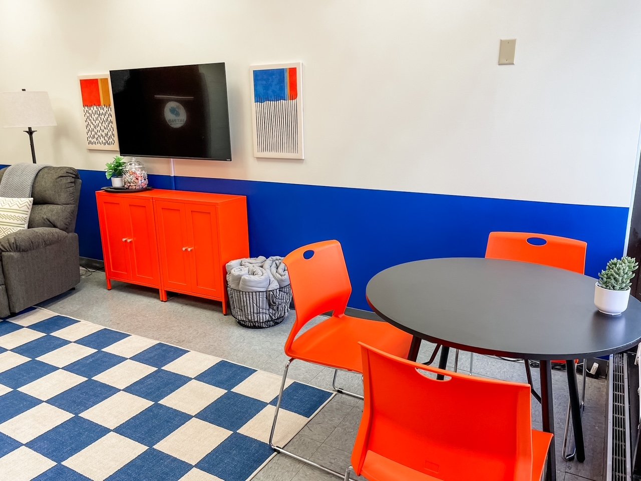 This space had room for a table in addition to the desk. It makes the perfect place to eat, play a game or do a puzzle.