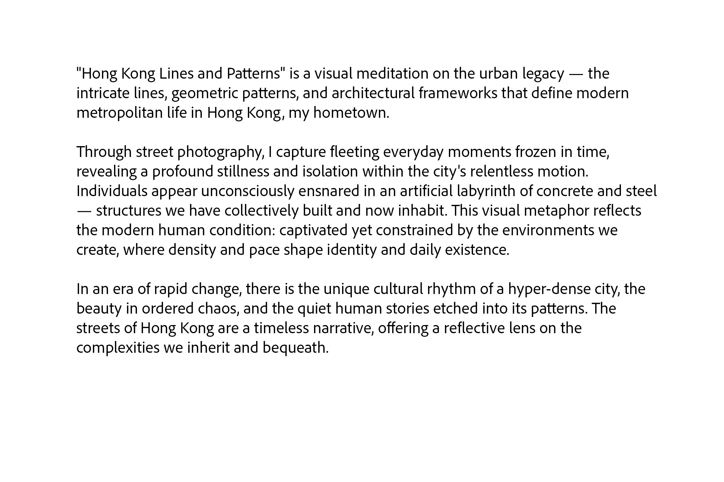 Jason Au: ”Hong Kong Lines and Patterns” - statement