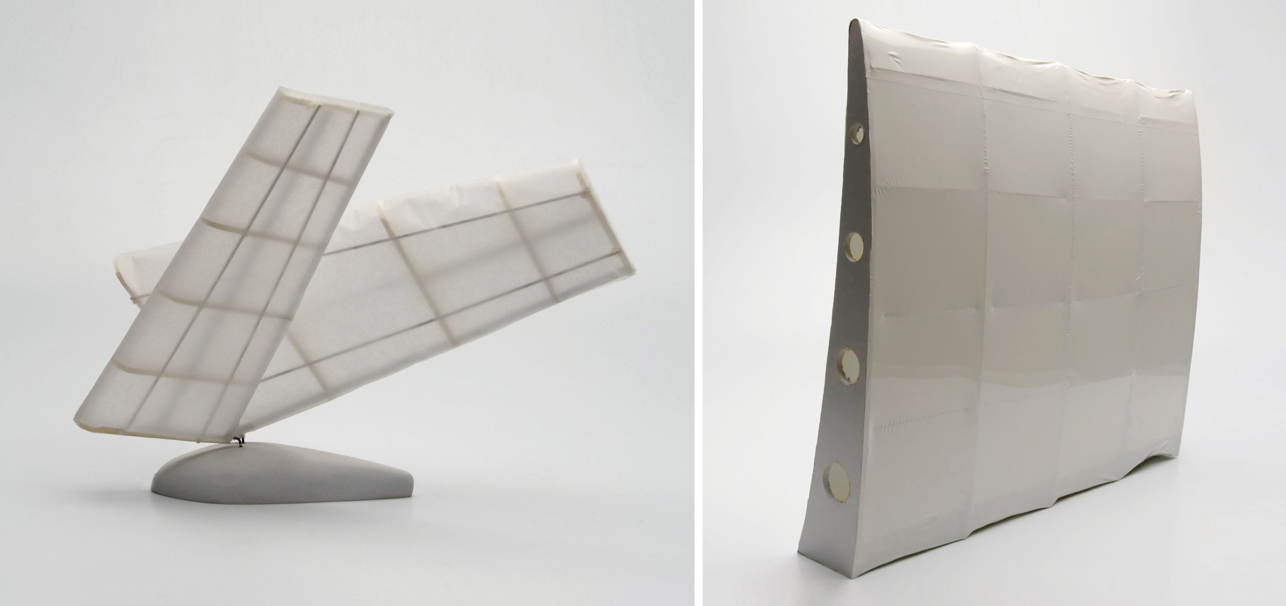 Small 1/5 scale models were made to investigate the most promising shapes generated from sketching.