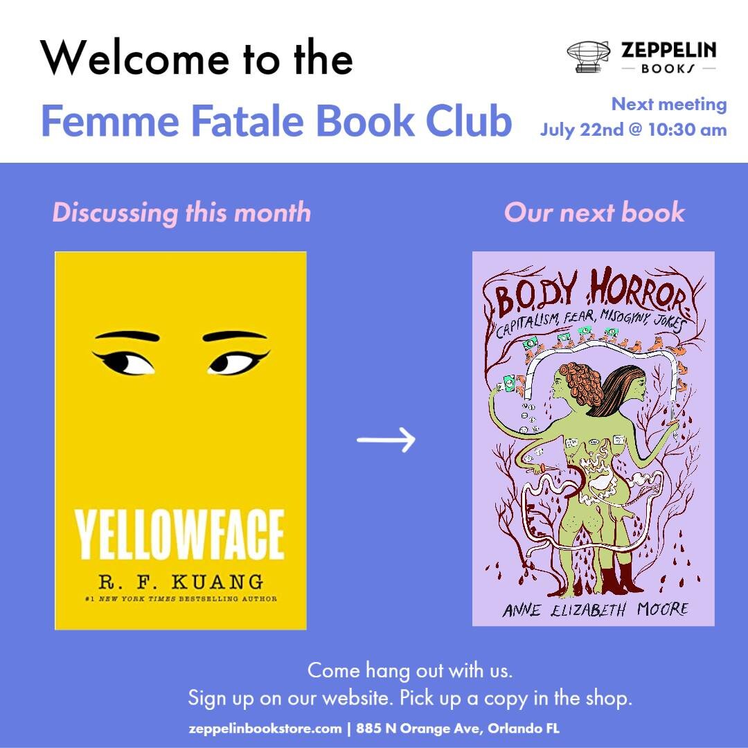 &quot;Like group therapy, but a book club&quot; ✨
Come hang out with us this weekend as we discuss womanhood, femininity, and complex female characters.

This month, we'll be discussing R.F. Kuang's Yellowface.
Haven't read the book? No worries. Grab