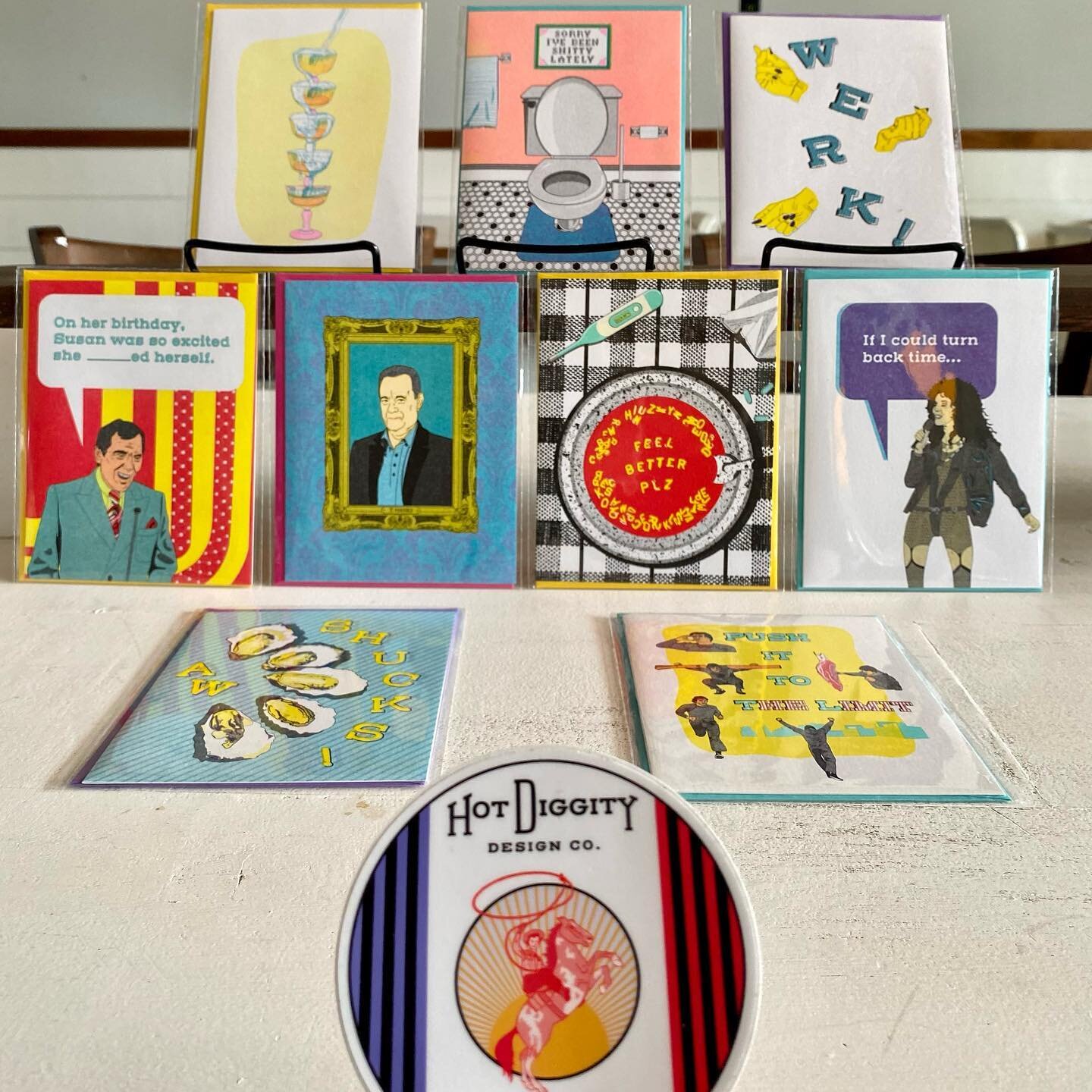 We now have greeting cards ✨

From the incomparable @amypwheaton at @hotdiggitydesignco 
You may know her work from the ever wonderful @autofocuslit book covers!

Pick up a card and tell your friends you love them &mdash; they deserve it! 😊
While yo