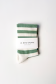 Wally Socks in Wide Matcha Stripe By Le Bon Shoppe