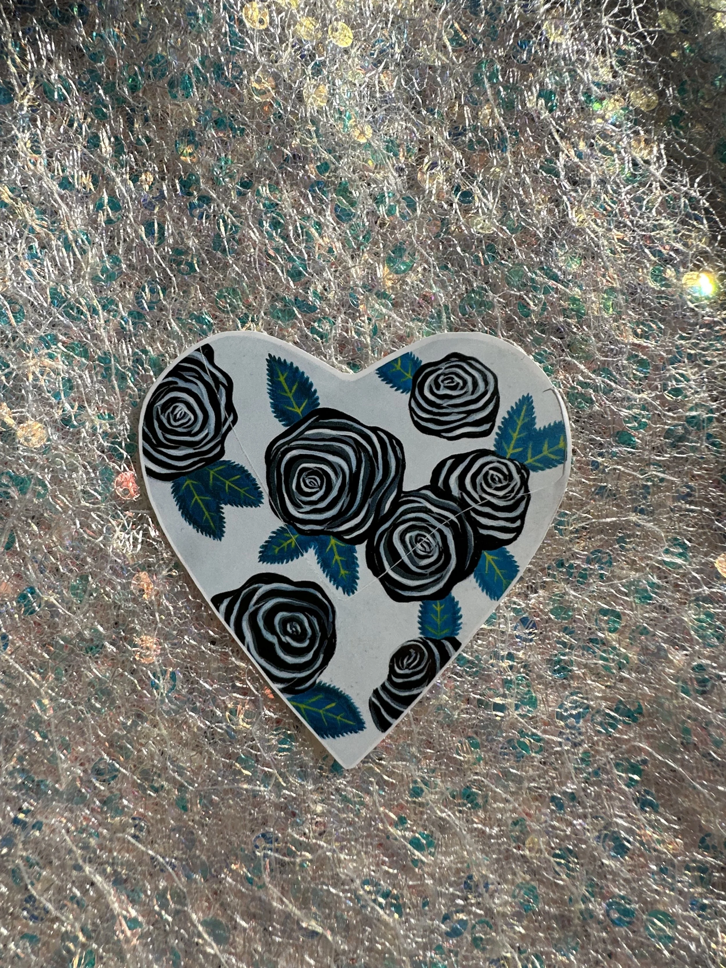 Black Roses Heart Sticker